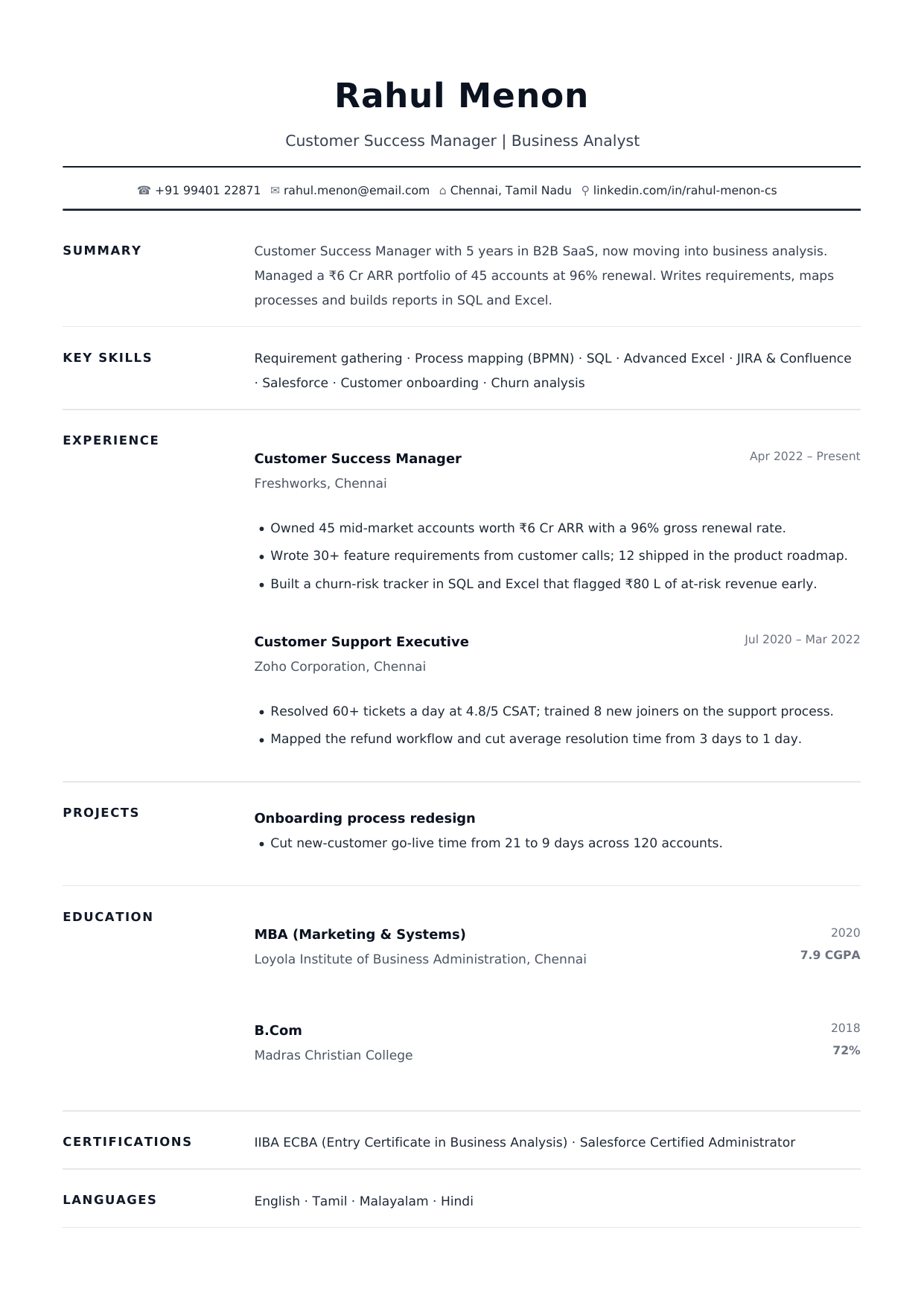 Naukri-ready resume template (sample)